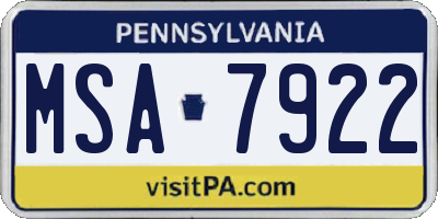 PA license plate MSA7922