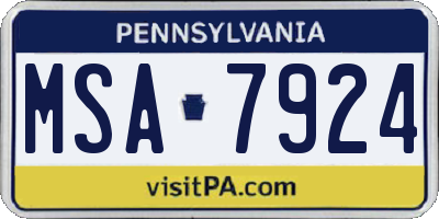 PA license plate MSA7924