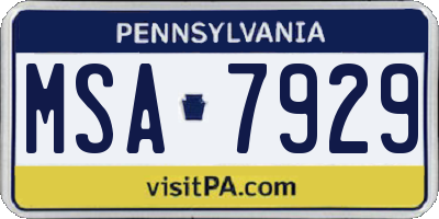 PA license plate MSA7929
