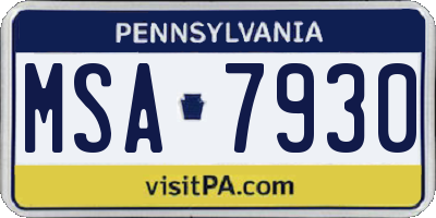 PA license plate MSA7930