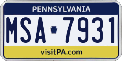 PA license plate MSA7931