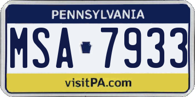 PA license plate MSA7933