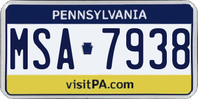 PA license plate MSA7938