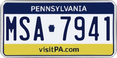 PA license plate MSA7941