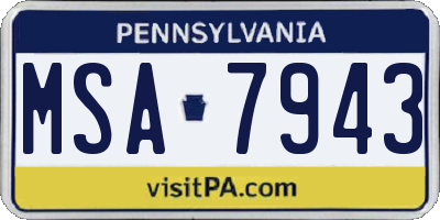PA license plate MSA7943