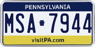 PA license plate MSA7944