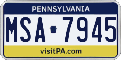 PA license plate MSA7945