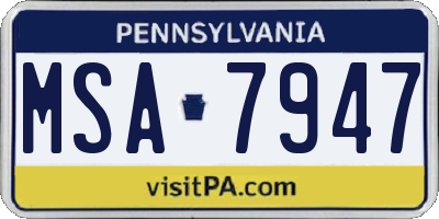 PA license plate MSA7947