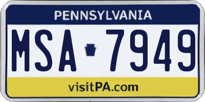 PA license plate MSA7949