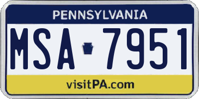 PA license plate MSA7951