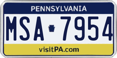 PA license plate MSA7954