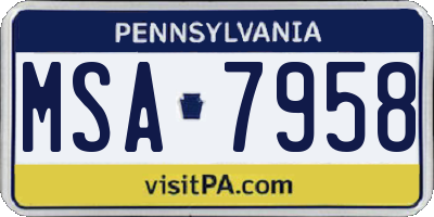 PA license plate MSA7958