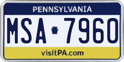 PA license plate MSA7960
