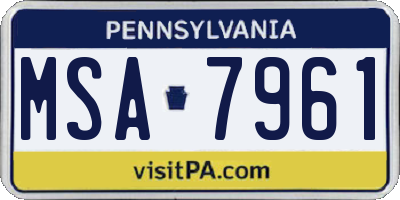 PA license plate MSA7961