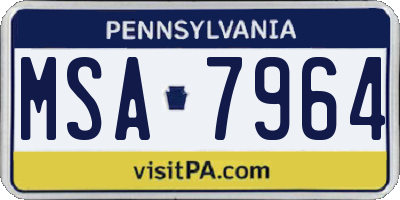 PA license plate MSA7964