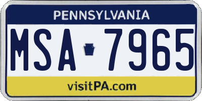 PA license plate MSA7965