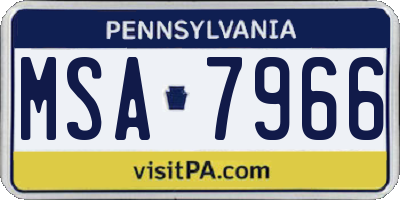PA license plate MSA7966