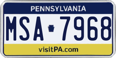 PA license plate MSA7968