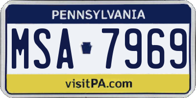 PA license plate MSA7969