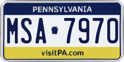 PA license plate MSA7970
