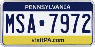 PA license plate MSA7972