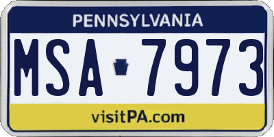 PA license plate MSA7973