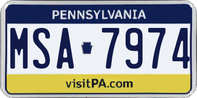 PA license plate MSA7974