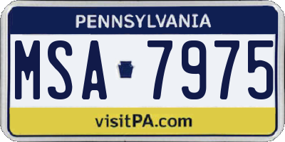 PA license plate MSA7975