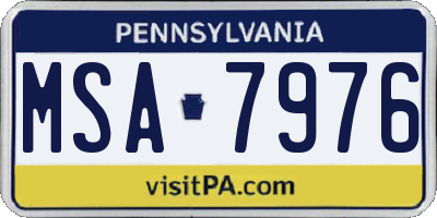 PA license plate MSA7976