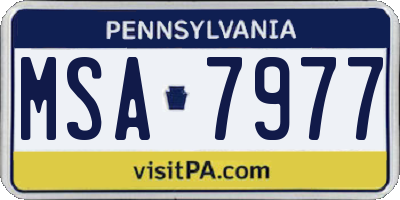 PA license plate MSA7977