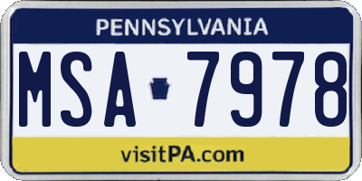 PA license plate MSA7978