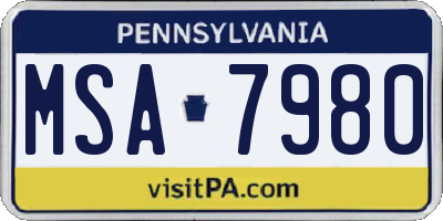 PA license plate MSA7980