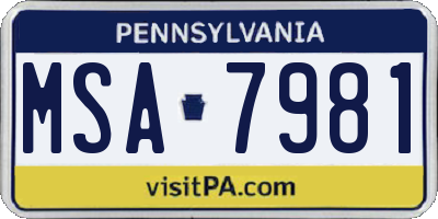 PA license plate MSA7981