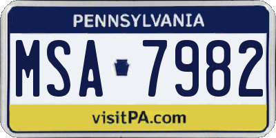 PA license plate MSA7982