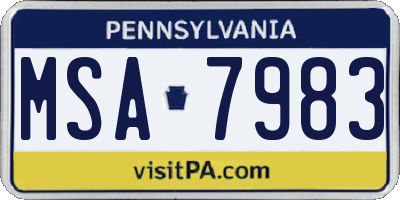PA license plate MSA7983