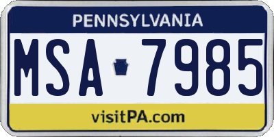 PA license plate MSA7985