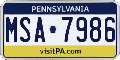 PA license plate MSA7986