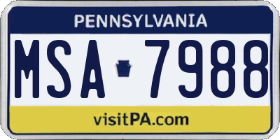 PA license plate MSA7988