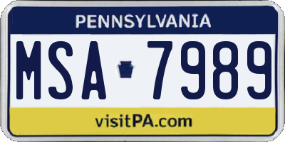 PA license plate MSA7989