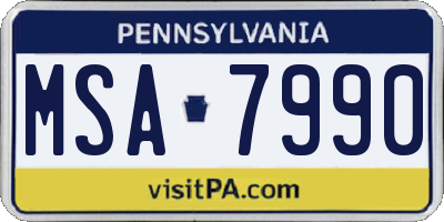 PA license plate MSA7990