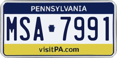 PA license plate MSA7991