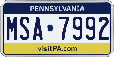 PA license plate MSA7992