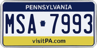 PA license plate MSA7993