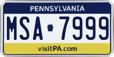 PA license plate MSA7999