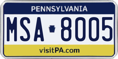 PA license plate MSA8005