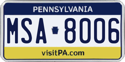 PA license plate MSA8006