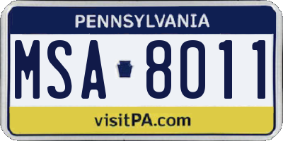 PA license plate MSA8011