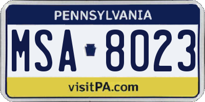 PA license plate MSA8023
