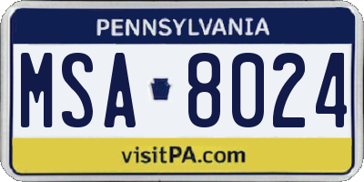 PA license plate MSA8024