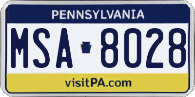 PA license plate MSA8028